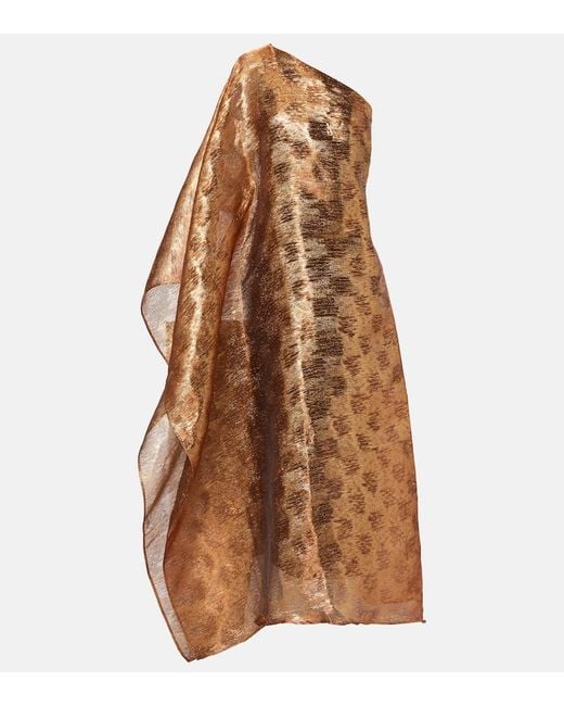 ‎Taller Marmo Brown Betsy One-Shoulder Fil Coupe Gown