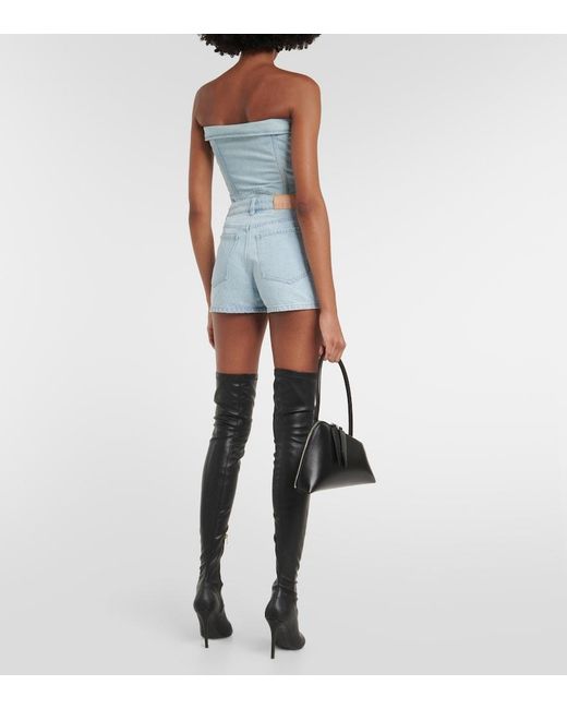 Dion Lee Blue Distressed High-Rise Denim Shorts