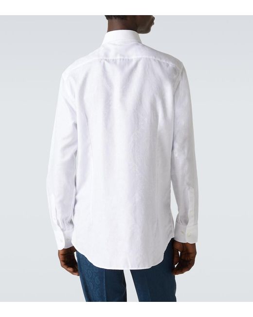 Etro White Roma Cotton Jacquard Shirt for men