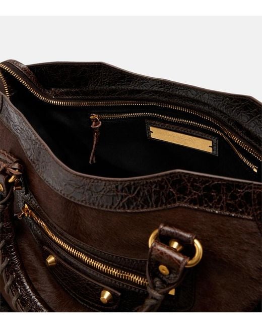 Balenciaga Brown Le City Medium Calf Hair Top-Handle Bag