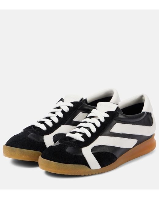 Proenza Schouler Black Track Suede-Trimmed Leather Sneakers