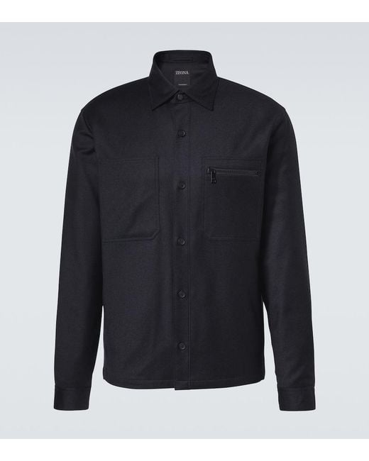 Zegna Blue Wool Overshirt for men