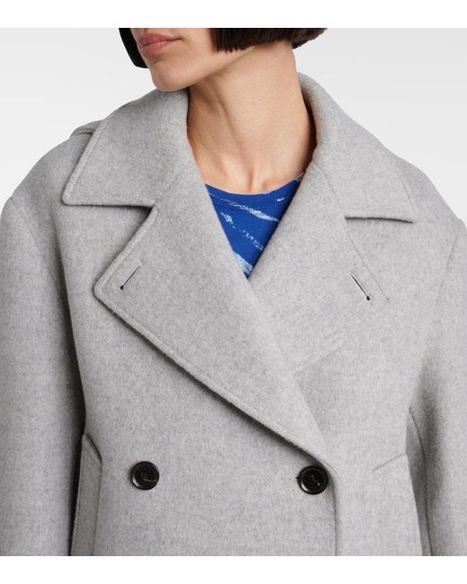 Proenza Schouler Gray Double-Breasted Wool Coat