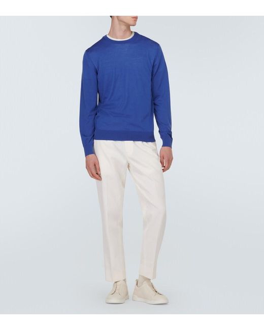 Zegna Blue Wool Sweater for men
