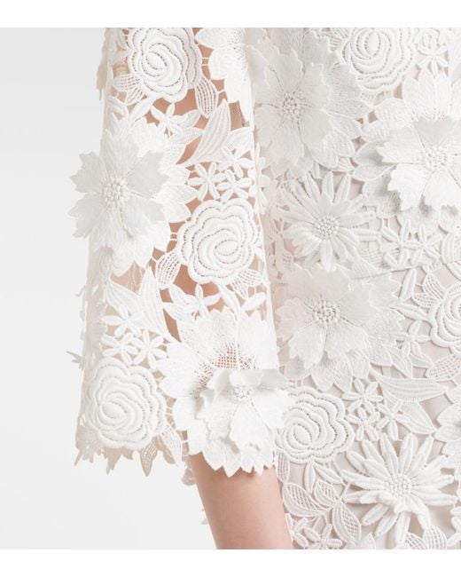 Monique Lhuillier White Bridal Floral Lace Gown