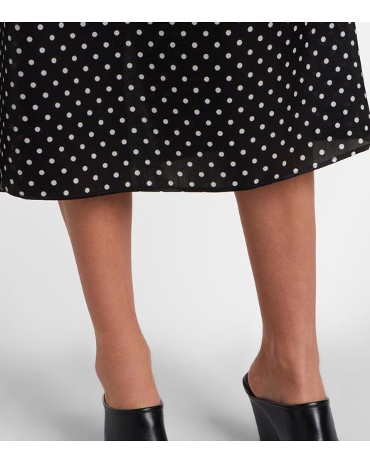 Jean Paul Gaultier Black Cutout Polka-Dot Silk Midi Skirt