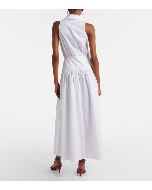 Staud White Romy Cotton Poplin Midi Dress