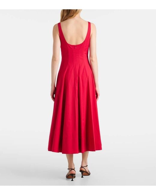 Vestido Midi Wells De Popelin De Algodon Staud de color Red