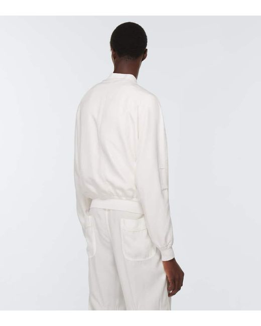 White silk sale bomber jacket