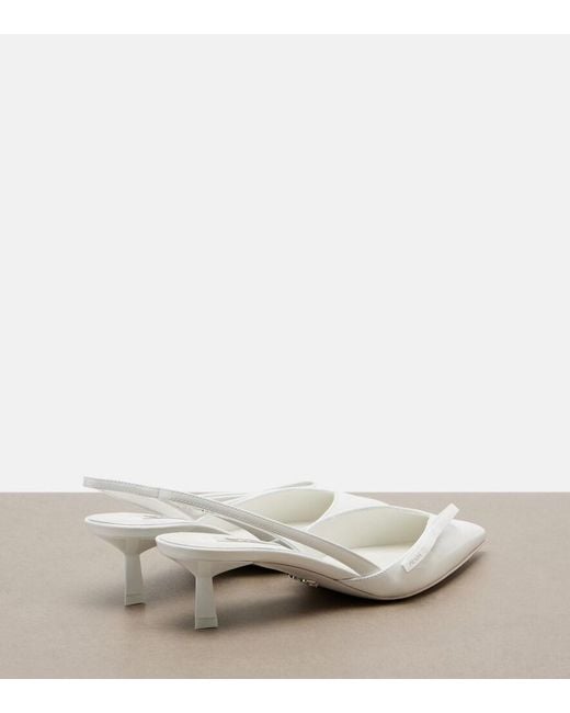 Prada White Patent Leather Slingback Pumps