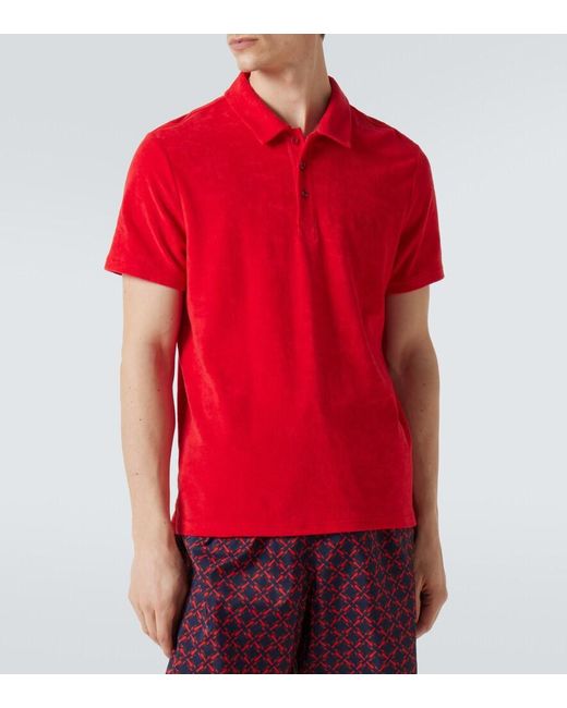 Vilebrequin Red Cotton-Blend Terry Polo Shirt for men