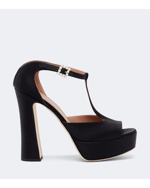 Malone Souliers Black Nomi Embellished Satin Platform Sandals