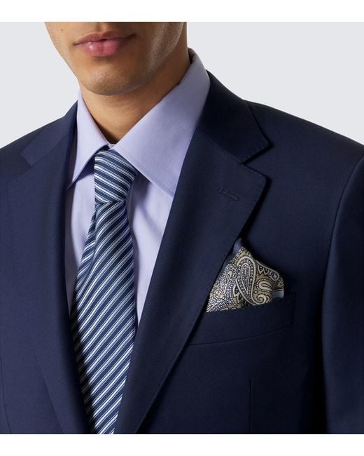 Brioni Metallic Paisley Silk Pocket Square for men
