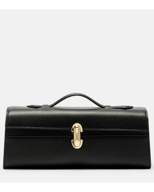 SAVETTE Black Slim Symmetry Leather Tote Bag