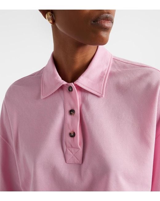 Bottega Veneta Pink Cropped Cotton Polo Shirt