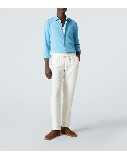 Orlebar Brown Blue Giles Cotton Pique Shirt for men