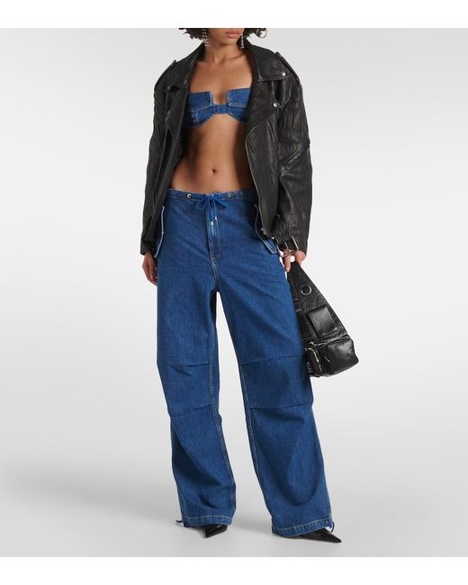 Dion Lee Pocket Denim Bra Top in Blue | Lyst