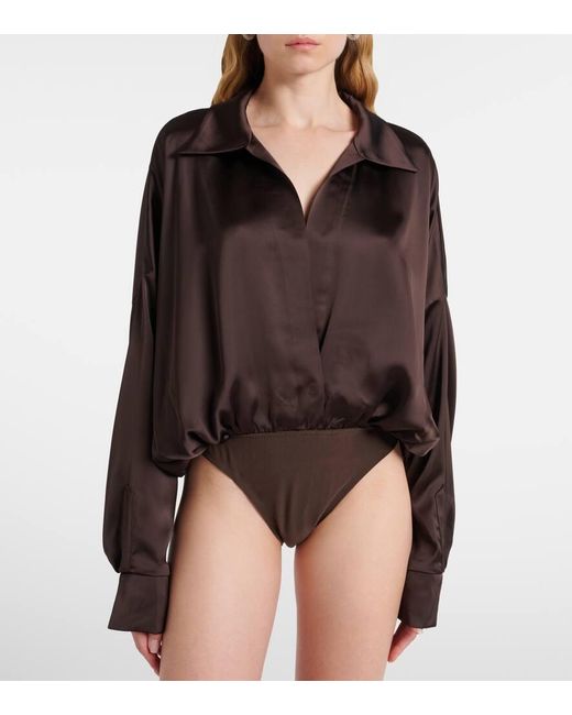 Norma Kamali Brown Body Aus Satin