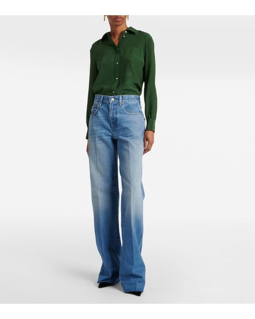 Gucci Blue Horsebit Mid-rise Straight Jeans