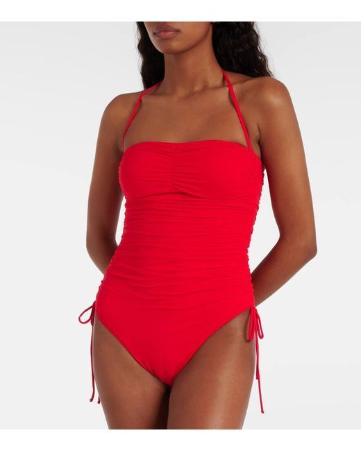 Melissa Odabash Red Sydney Strapless Swimsuit