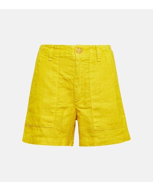 Velvet Yellow Fallon Linen Shorts