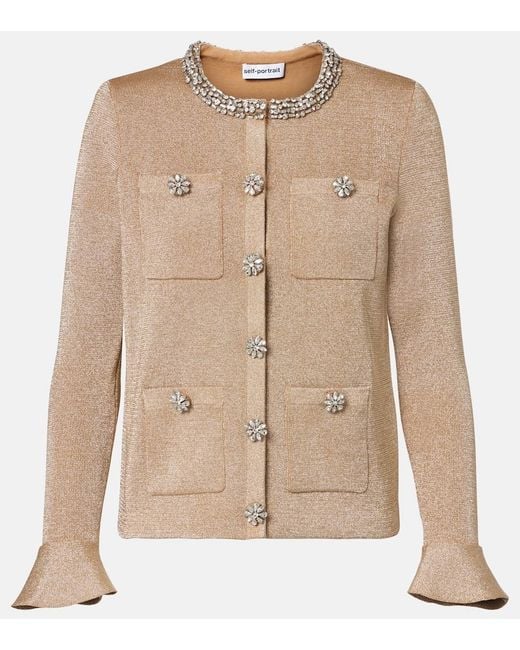 Self-Portrait Natural Embellished Cardigan
