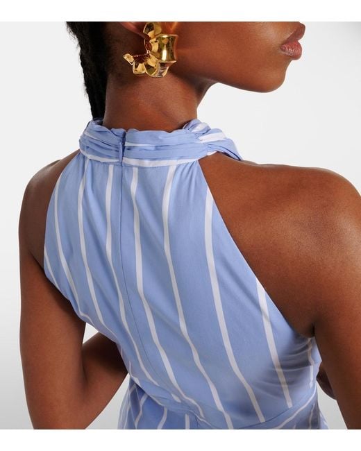 Veronica Beard Blue Baylee Striped Poplin Midi Dress