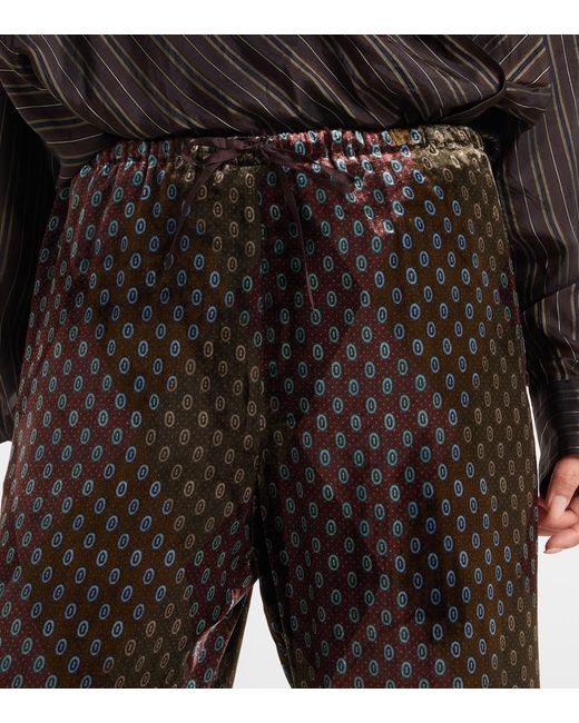 Dries Van Noten Black Printed Wide-Leg Satin Pants