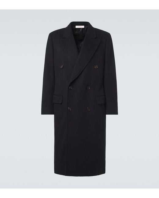 Umit Benan Black President Double-Breasted Wool Coat for men