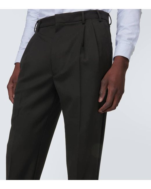 Prada Black Wool Gabardine Slim Pants for men