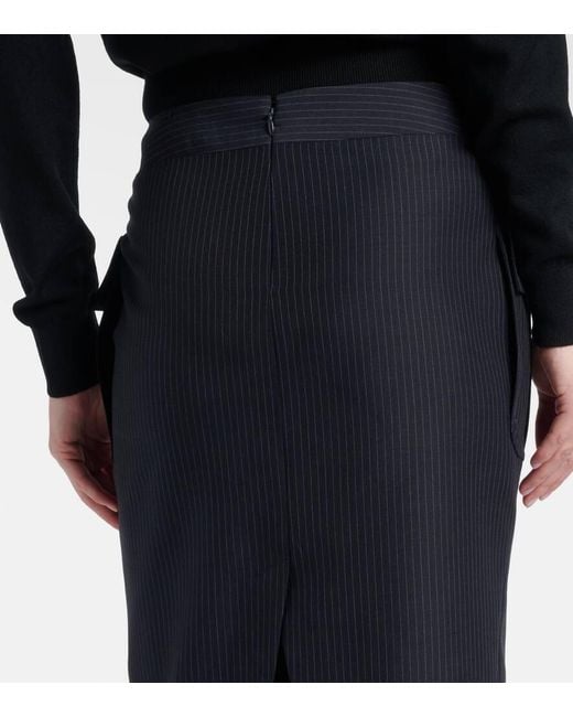 Alexander McQueen Black Chalk Stripe Wool And Mohair Pencil Skirt