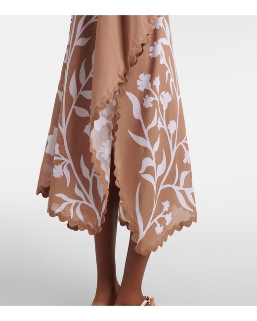 Juliet Dunn Pink Floral Scalloped Cotton Kaftan