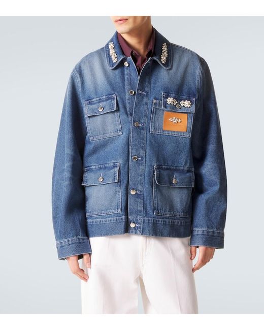 Simone Rocha Blue Embellished Denim Jacket for men