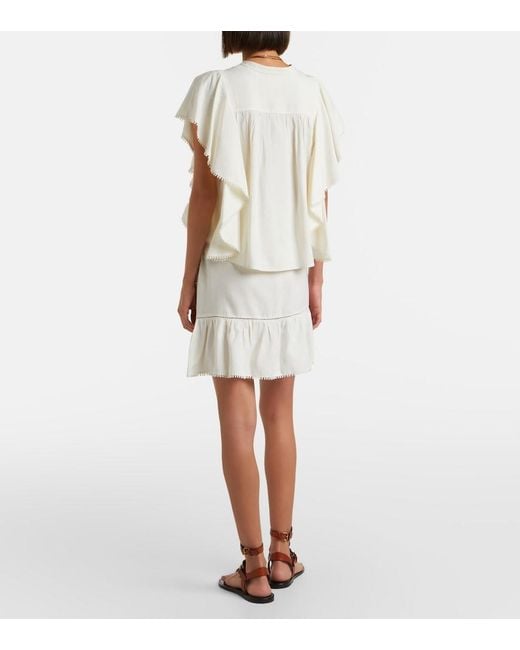 Isabel Marant White Marlie Ruffled Crochet-Trimmed Blouse