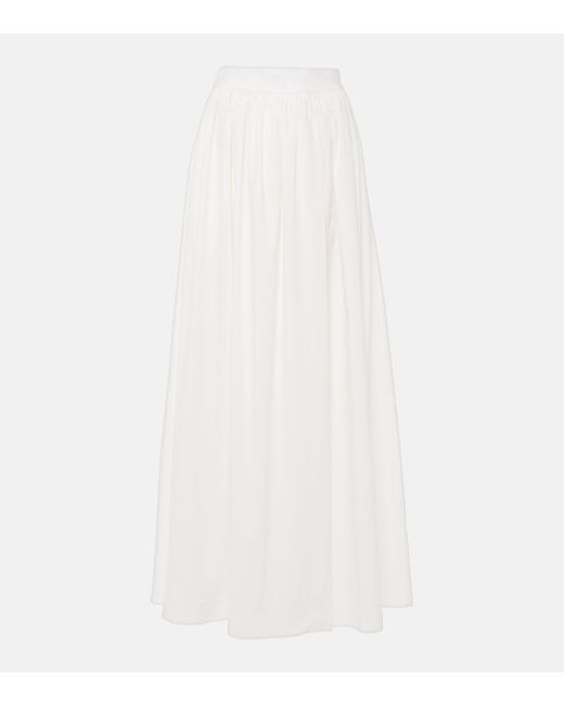 Adriana Degreas White Cotton Poplin Maxi Skirt
