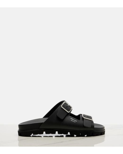 Prada Black Logo Sandals