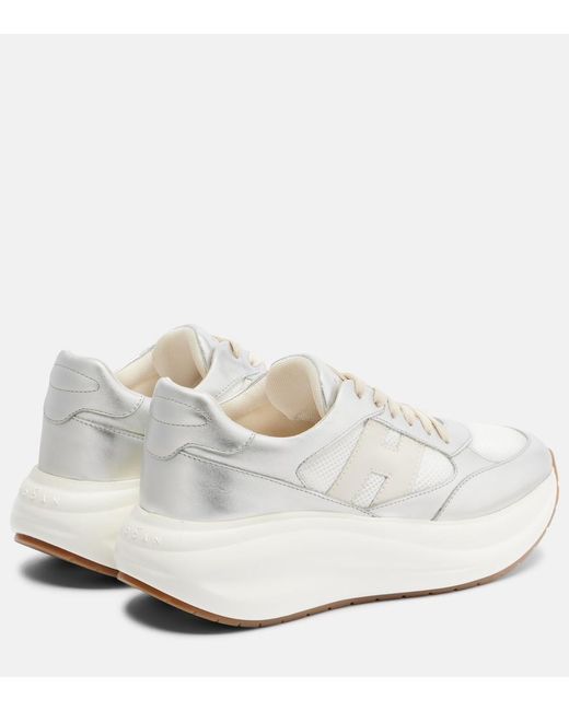 Hogan White Maxi I Active Leather-Trimmed Sneakers