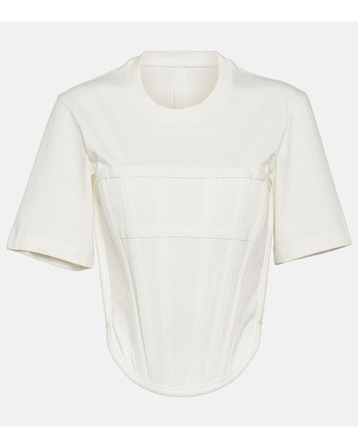 Dion Lee White Corset Cotton Jersey T-Shirt