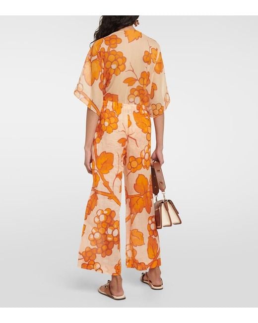 Etro Orange Printed Ramie Pants
