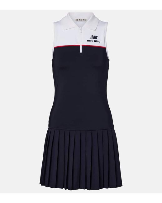 New Balance Womens Tennis Apparel Miu Miu Women's Blue X New Balance Jersey  Tennis Dress