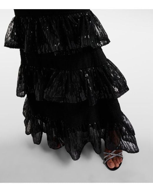 Elie Saab Black Sequined Macrame Gown