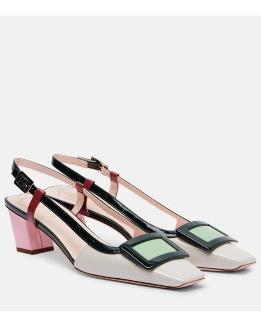 Roger Vivier Metallic Belle Vivier 45 Leather Slingback Pumps