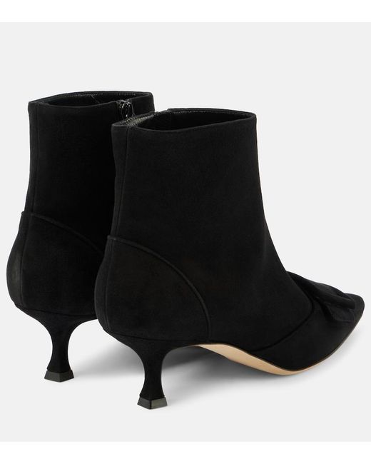 Manolo Blahnik Black Baylow Suede Ankle Boots