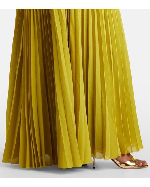 Solace London Yellow Britt Plisse Maxi Dress