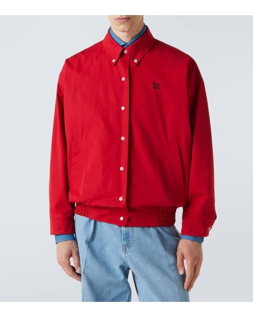 Chaqueta De Popelin De Algodon Miu Miu de hombre de color Red