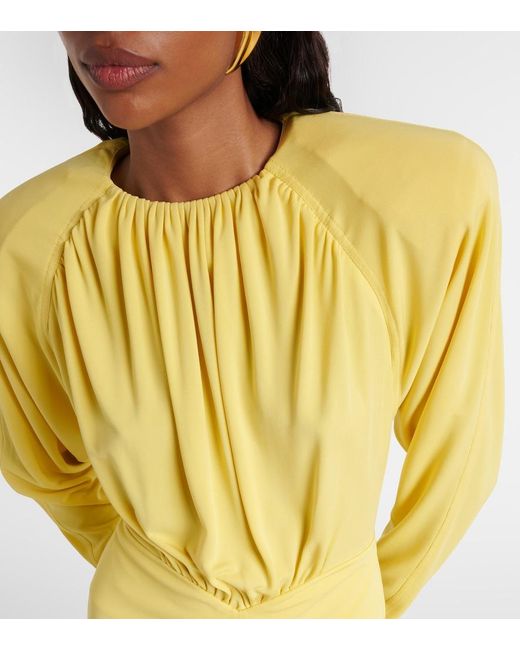 Stella McCartney Yellow Draped Jersey Midi Dress