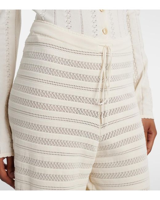 Faithfull The Brand Natural Tanya Pointelle Cotton-Blend Wide-Leg Pants
