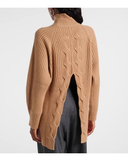 Max Mara Brown Alcazar Wool And Cashmere Turtleneck Sweater