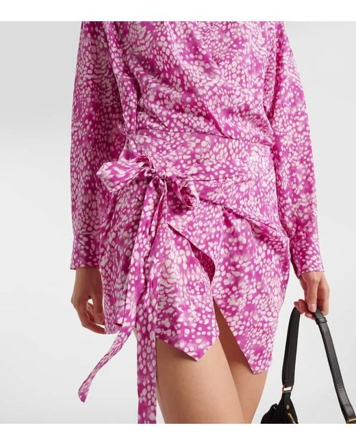 Isabel Marant Pink Habla Draped Silk-Blend Minidress