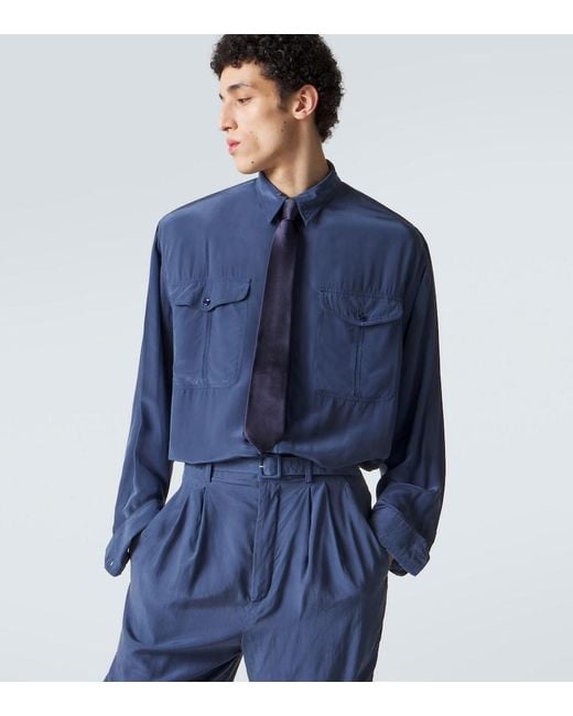 Saint Laurent Blue Silk Satin Tie for men